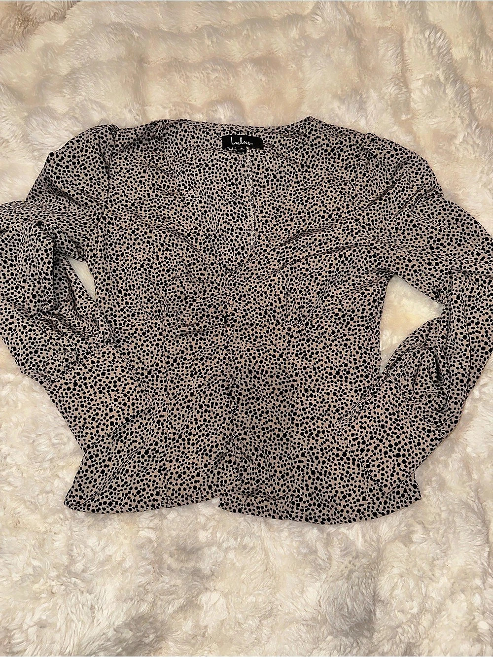 Lulus Sweet Spot White Cheetah Print Long Sleeve Button-Up Top Size Small